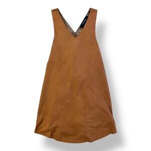 Olivaceous Faux Suede‎ V-Neck Blouse Womens Size S Brown Boho